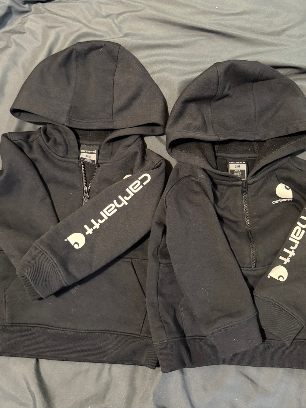2 Carhartt Kids Black Logo Zip Hoodie